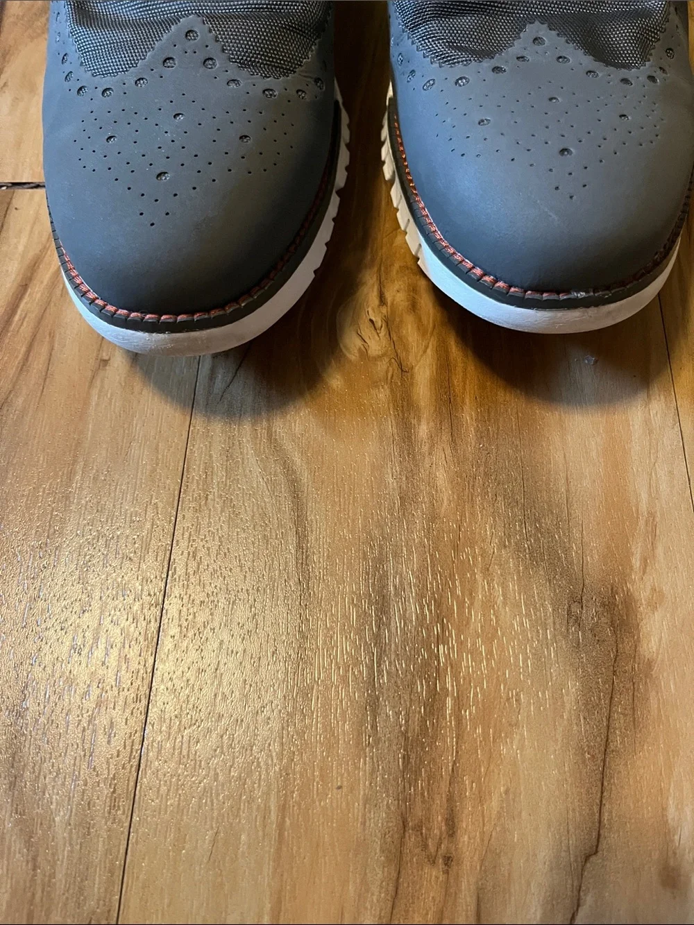 Cole Haan Men’s  Zerogrand Gray Wingtip Hybrid Oxfords with Orange Pull Tab